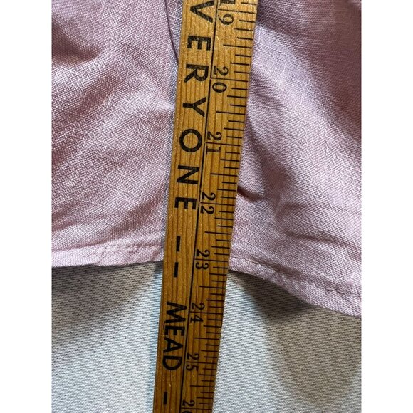 Cherishh Women's Linen Shirt Blouse Tie Hem Size L/XL Pink Roll Tab Sleeve - Picture 8 of 11